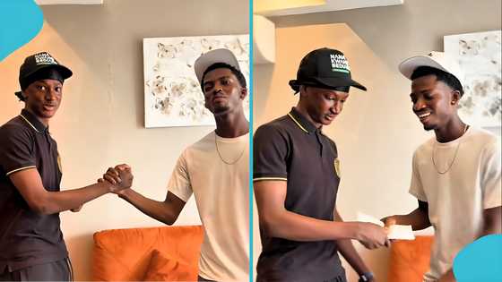 Cheddar's young son travels to Kumasi to gift money, items to fan who created his TikTok page