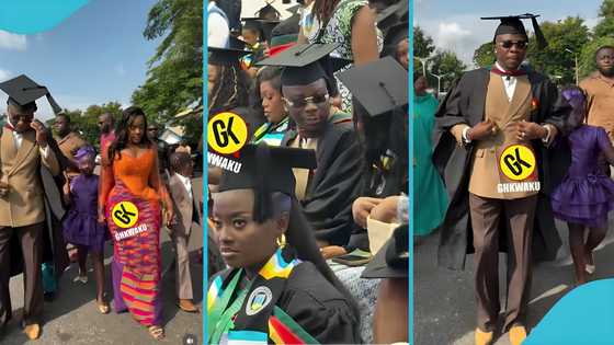 Stonebwoy attends graduation with Louisa and kids after bagging Master's Degree