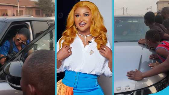 McBrown flaunts brand new unregistered Range Rover at C Confion's fuenral, peeps hail her: "Sika hemaa"