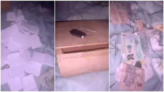 Young man in tears as money he saved in susu box for years gets replaced with papers