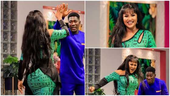 Onua Showtime host Nana Ama McBrown flaunts her voluptuous figure in a green skintight