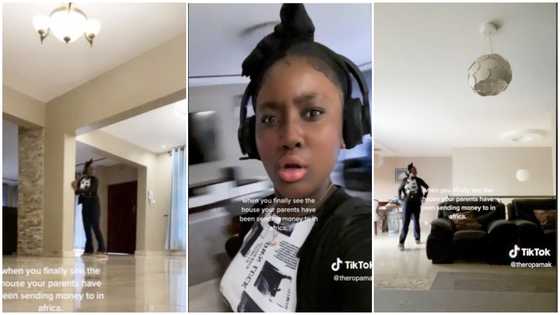 Lady shows excitement upon visiting the house her parents built in Africa