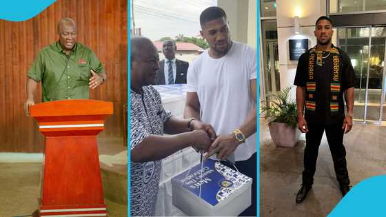 Anthony Joshua and President Mahama share gift boxes in church to celebrate Father’s Day