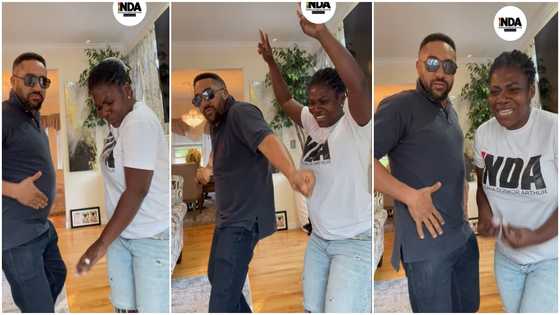 Majid Michel visits GH lady, challenges her to funny dance contest in video