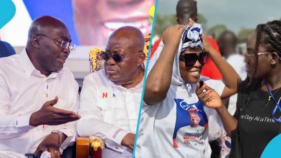 A fake NPP supporter spotted at the NPP rally, video trends as she says ɛyɛ zu, video trends