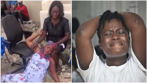 Ghanaian mom of 2 cries uncontrollably after sons die in fire at East Legon; video stirs massive tears