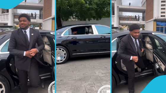 Otumfuo’s son flaunts wealth as he storms campus in a Maybach after winning Law School elections, video