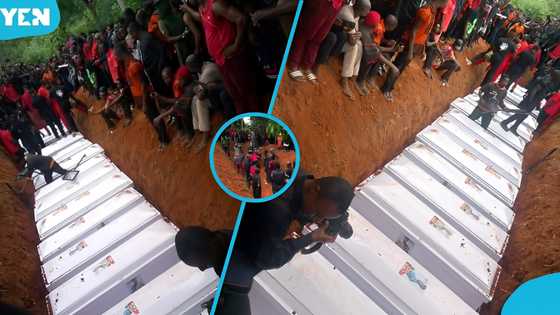 Sad video of 16 church youth buried together after Juaso crash – Pastor’s children among victims