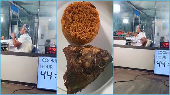 Cook-a-thon: Ghanaians react as Chef Kwartemaa opts to sit and cook, video of her Jollof trends
