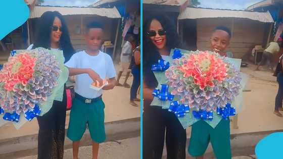 BECE graduate receives iPhone 17 and a money bouquet from parents after exam
