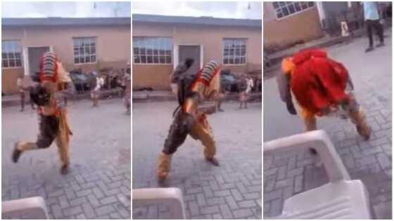 Masquerade dances to music & twerks in video as people scream; many react