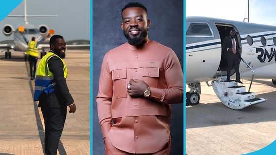 Richard Nii-Armah Quaye flies in his new private jet as it lands in Ghana ahead of his 40th birthday