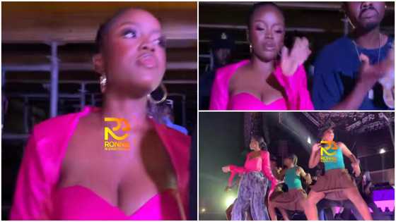 Ghanaian music Gyakie flaunts cleavage in the perfect Christmas outfit to perform at Wizkid's concert in Ghana