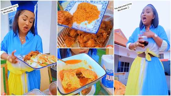 Nana Ama McBrown eats large plate of jollof, chicken, salad and soup