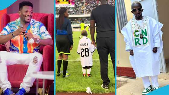 Asamoah Gyan meets Grand P, plays football and rattles fluent french with him in Togo, fans react