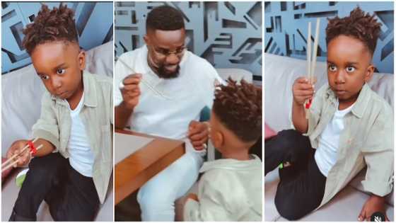 Sarkodie spends quality time with his look-alike son in videos; fans go gaga: “Beautiful boy”
