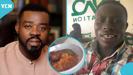 RNAQ food bank: GH man shares experience, films himself eating free jollof and chicken