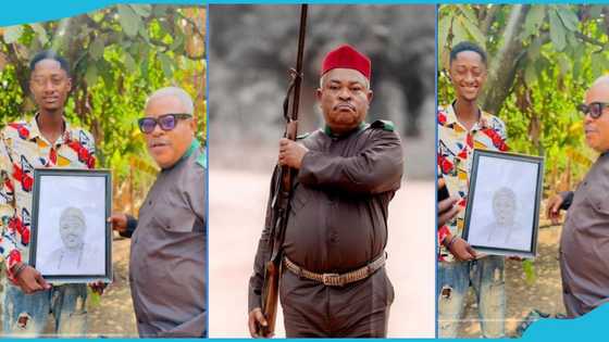 Ghanaian artist surprises Victor Osuagwu on set with beautiful portrait drawing