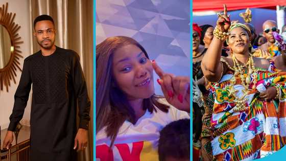 Sweet moment as Kofi Adoma rests on his wife's chest as she praised God, video warms hearts