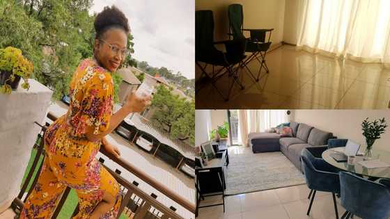 Slay queen shows before and after photos of her beautifully furnished apartment