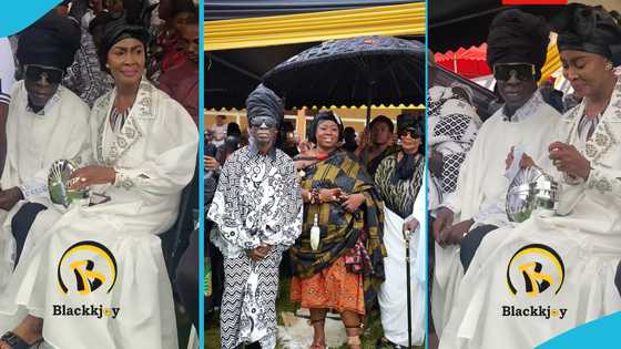 Kojo Antwi’s wife turns heads with beauty and elegance at his late mother’s funeral, video