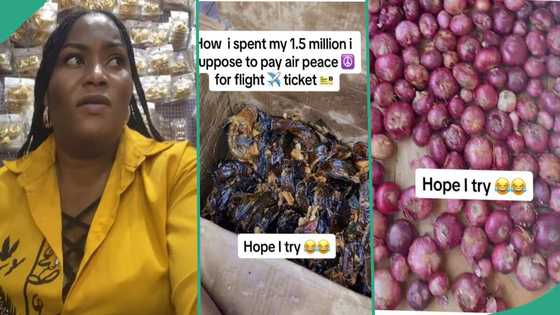 Woman collects GH₵12,204 flight money from her husband, uses it to buy foodstuff: "You did well"