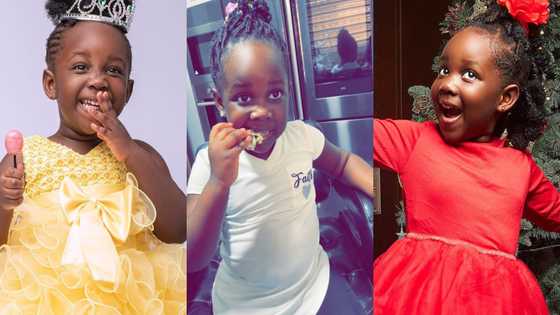 Eii Awurade CJ w'atra be careful - Stonebwoy's wife shouts as daughter eats weird food combination in video, fans can't laugh