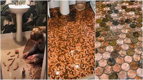 Woman spends 16 hours glueing coins to her bathroom floor; shares cute video