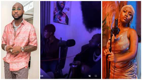 Gyakie and Davido to release new banger; Video of studio session wows many