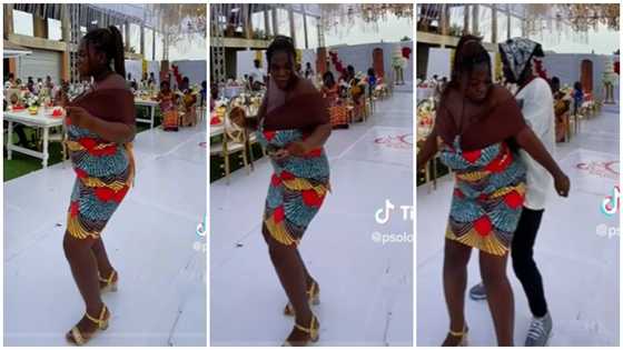 Ghana Wedding: Nice video of lady wiggling her waist with energy at a wedding reception goes viral: “She wants a man"
