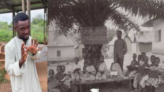 Teacher Kwadwo: Popular Ghanaian comedian has shared pictures of Ghanaian Pupils from 1912 asking, how long has it been?
