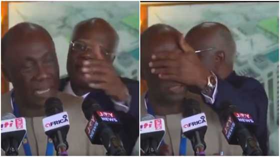 Video of KT Hammond covering Kwabena Donkor's eyes during presser trends, stirs funny comments