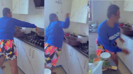 Funny video drops as Bridget Otoo struggles to fry fish; says cooking isn't her thing