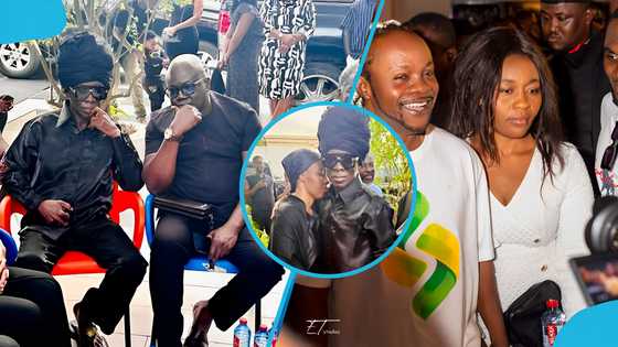 Late Daddy Lumba's wife looks sad as Kojo Antwi consoles her during visit to their home