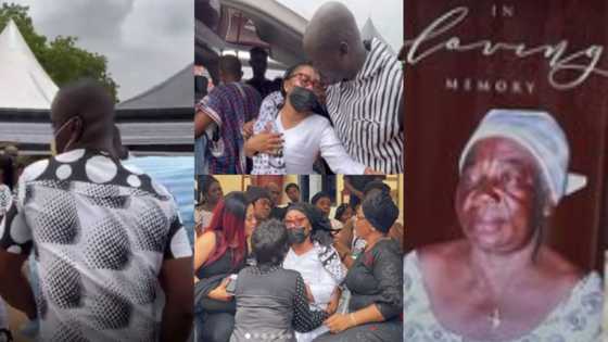 Vicky Zugah weeps uncontrollably as pallbearers carry her mom's body away for burial; video emerges