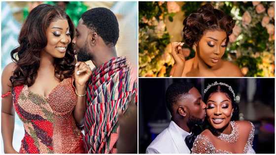 A stunning Ghanaian bride with daring fashion sense rocks colorful contact lenses for her wedding ceremony