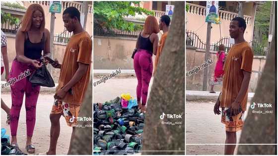 Slippers seller allows lady to take one for free after she gave him 360 and promised him '1 night' at home