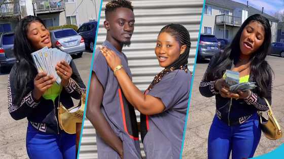Lil Win's now American wife Maame Serwaa flaunted $100 notes in video while singing and dancing