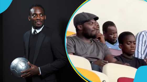 Michael Essien spotted watching Black Stars in London with his handsome son (Video)