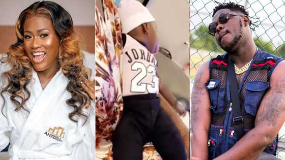 Adorable video drops as Island Frimpong starts sitting on her own; Fella Makafui can’t keep calm