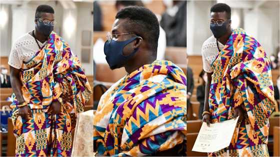 Former Legon student dazzles in expensive kente on graduation day as he earns master's in Japan
