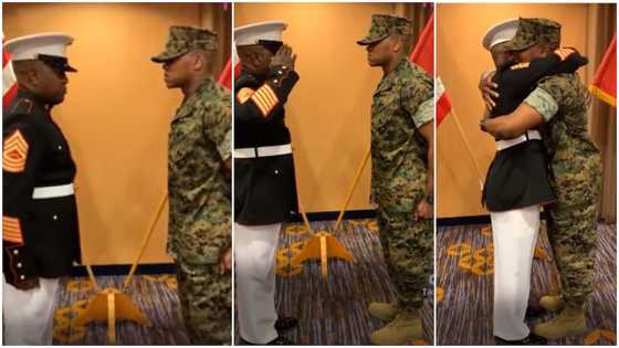 Emotional Moment Father Cries As He Salutes His Son Who Just Became a US Soldier, Video Stirs Reactions