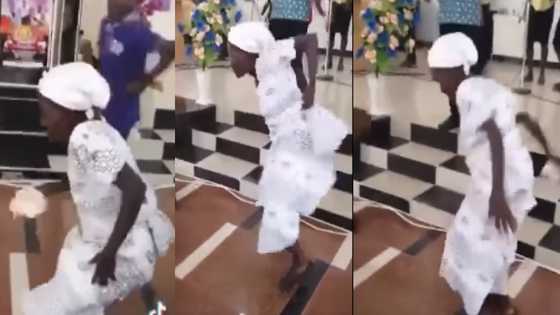 Ghanaian grandma makes waves online as video of her wild dance moves in church goes viral; many are impressed