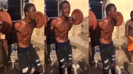 Ghanaian 'first-day' thief gets punished to lift heavy weight in video