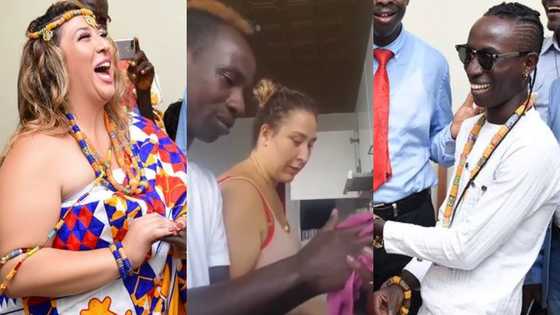 "Your handwriting is like Maame Ama McBlown" - Patapaa goofs as she praises wife in new video