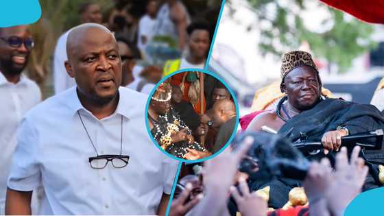 Ibrahim Mahama pays homage to Otumfuo during Asantehemaa's Dote Yie, video stirs reactions