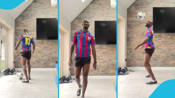 Albert Adomah Shows Off Skills in Ronaldinho Shirt While Grooving to King Paluta’s “Aseda”