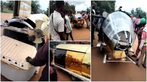 It is fast: Man builds 'aeroplane' car that runs on solar, drives it in town, people gather in video