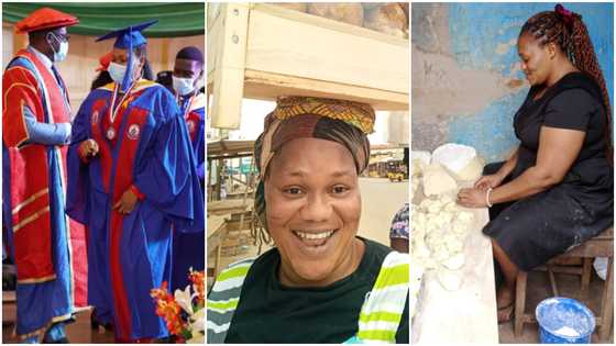GH single mom with first-class from UEW back to hawking 'bofrot' after national service; photos spark reactions