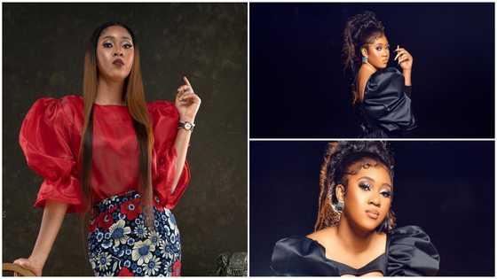 Ghanaian TikTok star Jackline Mensah slays in a black thigh-high dress for her birthday photoshoot